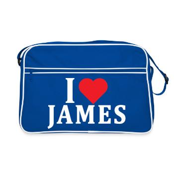 nom t-shirt J’aime James idée cadeau t-shirt - Sac Retro - bleu/blanc - Devant