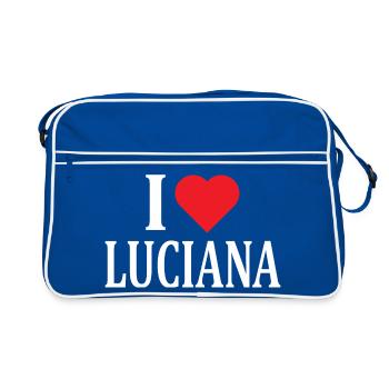 t-shirt J’aime Luciana idée cadeau t-shirt - Sac Retro - bleu/blanc - Devant