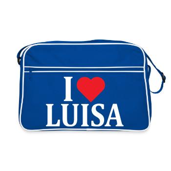 T-Shirt Name I love Luisa T-Shirt Geschenkidee - Retro Tasche - Blau/Weiß - Vorne