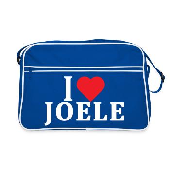 nom t-shirt J’aime Joele t-shirt idée cadeau - Sac Retro - bleu/blanc - Devant