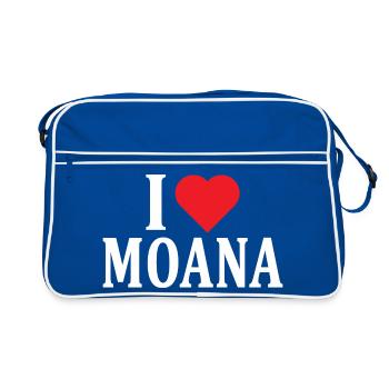 nom du t-shirt J’adore Moana idée cadeau t-shirt - Sac Retro - bleu/blanc - Devant