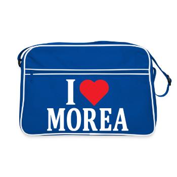 nom du t-shirt J’aime Morée idée cadeau t-shirt - Sac Retro - bleu/blanc - Devant