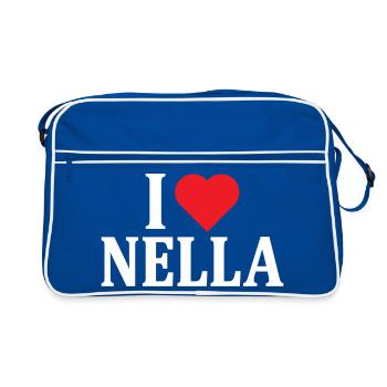 t-shirt name I love In the gift idea t-shirt - Retro Bag - blue/white - Front