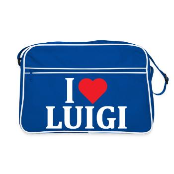 t-shirt J’adore Luigi idée cadeau t-shirt - Sac Retro - bleu/blanc - Devant