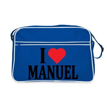 t-shirt I love Manuel t-shirt idée cadeau - Sac Retro - bleu/blanc - Devant
