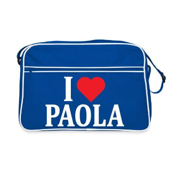 t-shirt I love Paola t-shirt gift idea - Retro Bag - blue/white - Front
