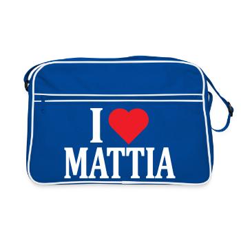 t-shirt I love Mattia t-shirt gift idea - Retro Bag - blue/white - Front