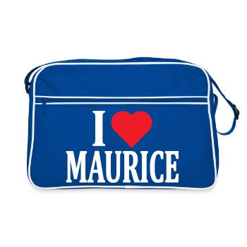 T-Shirt Ich liebe Maurice T-Shirt Geschenkidee - Retro Tasche - Blau/Weiß - Vorne