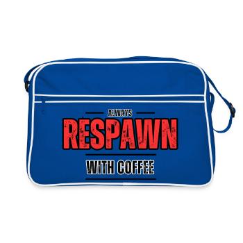 Always Respawn With Coffee – Gamer Café - Retro Bag - blue/white - Front