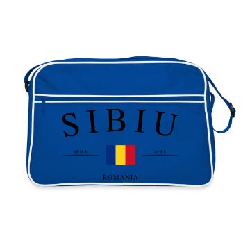 Sibiu, Roumanie – Souvenir et cadeau de vacances - Sac Retro - bleu/blanc - Devant