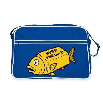 Comic Cartoon Goldfish Gold Bar Fine Gold Fish - Retro Bag - blue/white - Front