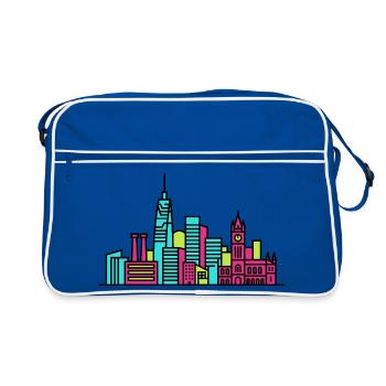 Silhouette de la skyline de la ville de Manchester Beetham Tower Art - Sac Retro - bleu/blanc - Devant