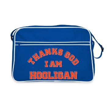 Gott sei Dank bin ich Hooligan - Retro Tasche - Blau/Weiß - Vorne