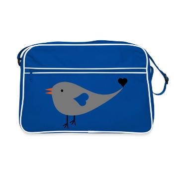 Spatz - Retro Tasche - Blau/Weiß - Vorne