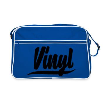 vinyle plat dj deejay musique fête autocollant patch - Sac Retro - bleu/blanc - Devant