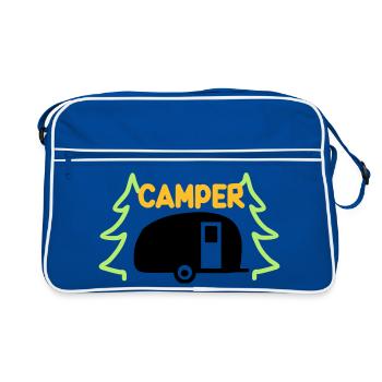 Camper - ready for vacation - Retro Bag - blue/white - Front