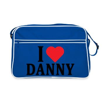 T-shirt J’adore Danny t-shirt idée cadeau - Sac Retro - bleu/blanc - Devant