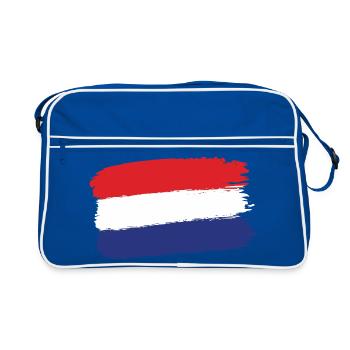 Holländische Flagge Pinselstrich - Retro Tasche - Blau/Weiß - Vorne