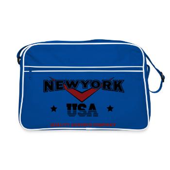 New York USA Zitat Design für New York Begeisterte - Retro Tasche - Blau/Weiß - Vorne