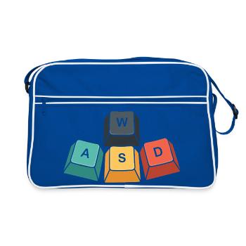 WASD Tastatur Lustig Gaming Geschenk Zocker - Retro Tasche - Blau/Weiß - Vorne