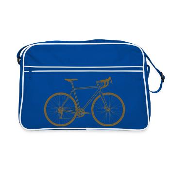 Copper Tone Bicycle Silhouette Road Bike - Retro Bag - blue/white - Front