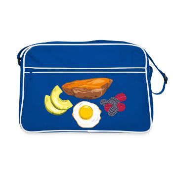 Œuf au plat, patate douce, avocat et baies - Sac Retro - bleu/blanc - Devant