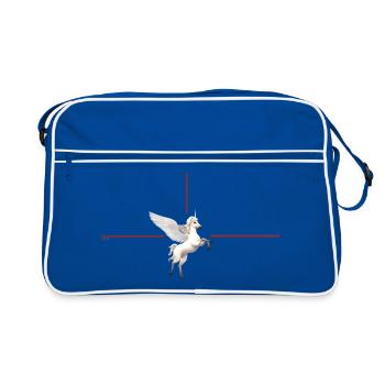 Licorne ailée devant des lignes rouges - Sac Retro - bleu/blanc - Devant