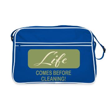 Citation minimaliste Vie avant le nettoyage - Sac Retro - bleu/blanc - Devant