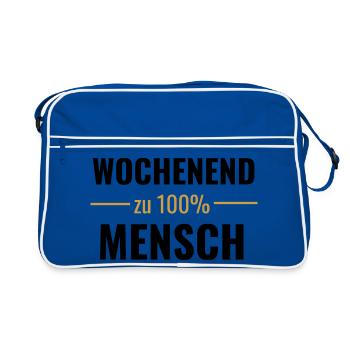 Wochenendmensch zu 100% - Retro Tasche - Blau/Weiß - Vorne