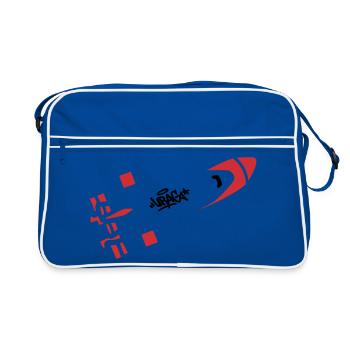 Logo graffiti de fusée rouge - Sac Retro - bleu/blanc - Devant