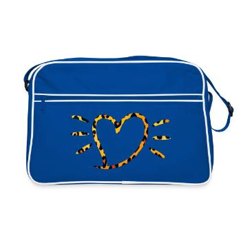 Leopard Heart with Sun Rays - Retro Bag - blue/white - Front