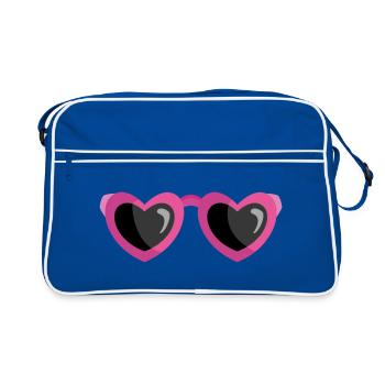 Blind Before Love Heart Sunglasses Funny Shirt - Retro Bag - blue/white - Front