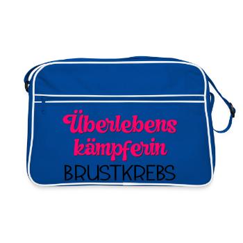 ÜBERLEBENSKÄMPFERIN BRUSTKREBS - Retro Tasche - Blau/Weiß - Vorne