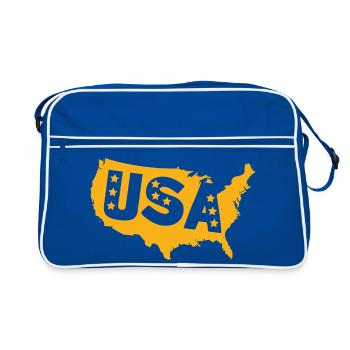 Emblème de la carte des États-Unis avec des étoiles - Sac Retro - bleu/blanc - Devant