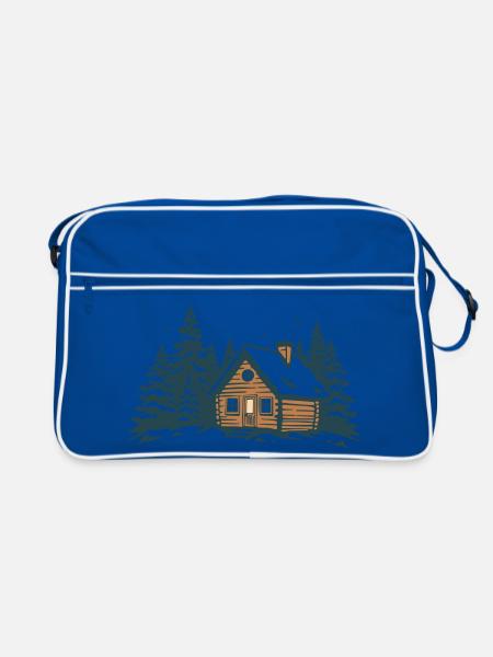Winterwaldhütte - Retro Tasche - Blau/Weiß - Vorne