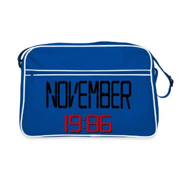40. Geburtstag November 1986 - Retro Tasche - Blau/Weiß - Vorne