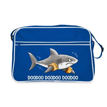 Doo Doo Hai Schwimmflügel Meer Humor - Retro Tasche - Blau/Weiß - Vorne