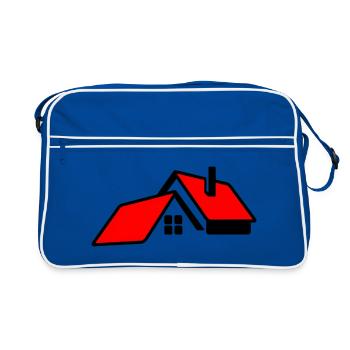 Maison avec logo de toit rouge - Sac Retro - bleu/blanc - Devant