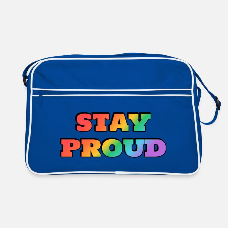 Bleib stark Mutige Retro-Typografie Regenbogen Retro Tasche