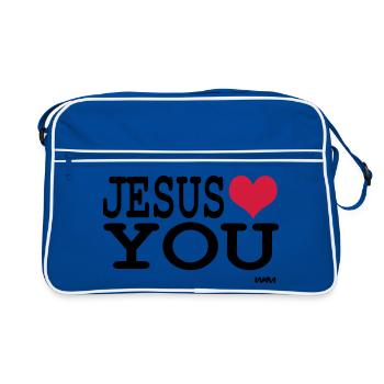 Jesus loves you Message d'amour et de foi  - Sac Retro - bleu/blanc - Devant