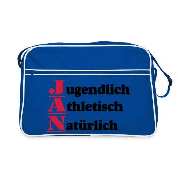 Jan , Vorname,Namensschild,Name,Fun Shirt (25) - Retro Tasche - Blau/Weiß - Vorne