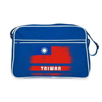 Taiwan Vintage Flaggen Design - Retro Tasche - Blau/Weiß - Vorne