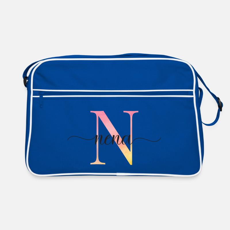 N | Monogram | Name | Nena |Watercolor Retro Bag