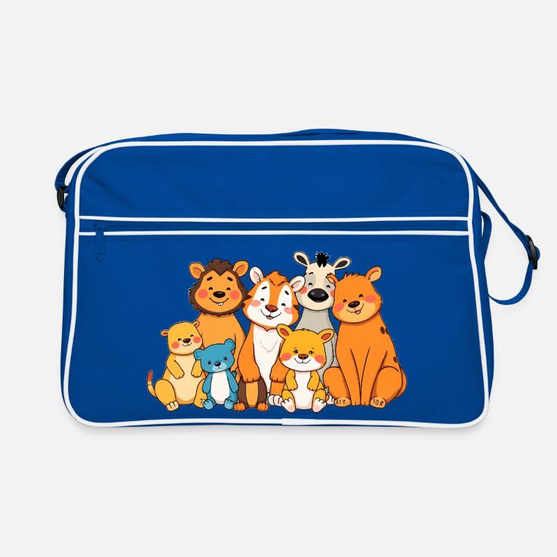 Verspielte Tierfamilie Comic Design Retro Tasche