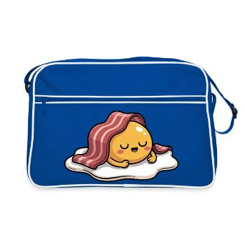 Sleeping Egg with Bacon Food Humor - Retro Tasche - Blau/Weiß - Vorne