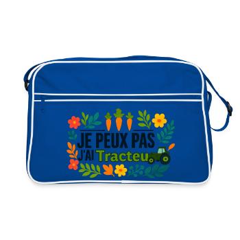 Je peux pas j'ai Tracteur - Sac Retro - bleu/blanc - Devant