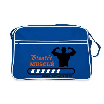Bientôt musclé  - Sac Retro - bleu/blanc - Devant