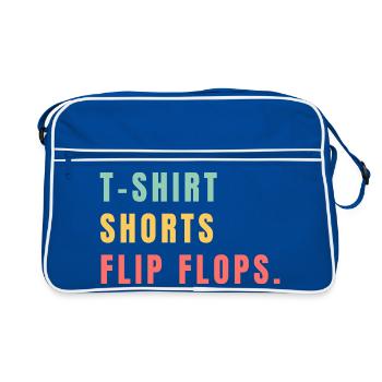 T-shirt Dhorts Flip Flops - Retro Tasche - Blau/Weiß - Vorne