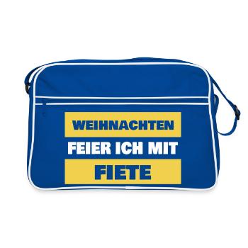 Spruch Fiete - Retro Tasche - Blau/Weiß - Vorne