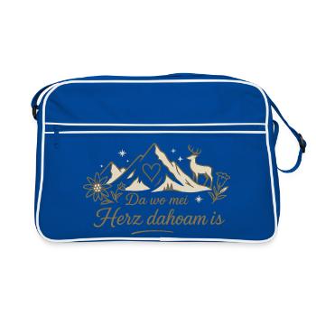 Bergherz Daheim – Alpenliebe - Retro Tasche - Blau/Weiß - Vorne
